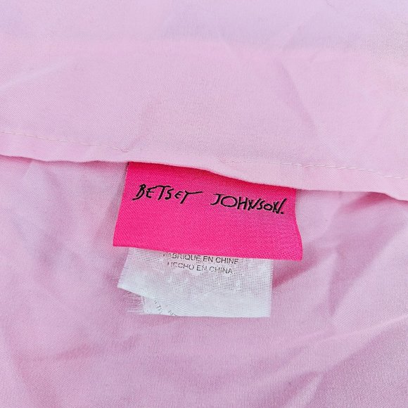 Betsey Johnson King Pillow Shams Two Piece Grey Pink White Floral Rose Polyester - Picture 2 of 10